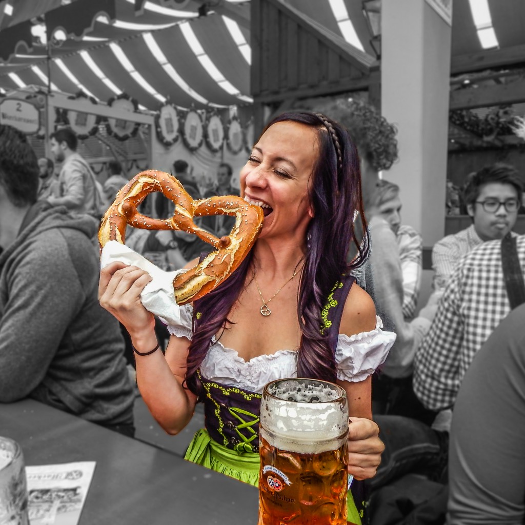 oktoberfest munich germany eat pretzel beer