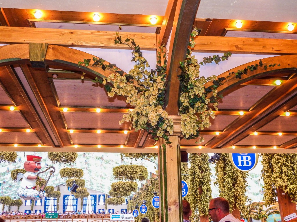 hops inside the hofbrau beer tent at oktoberfest in munich germany