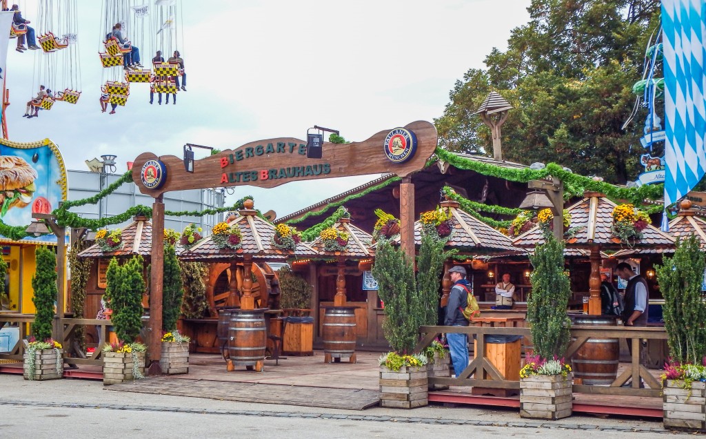 Beer tent and ride at Oktoberfest in Munich Germany