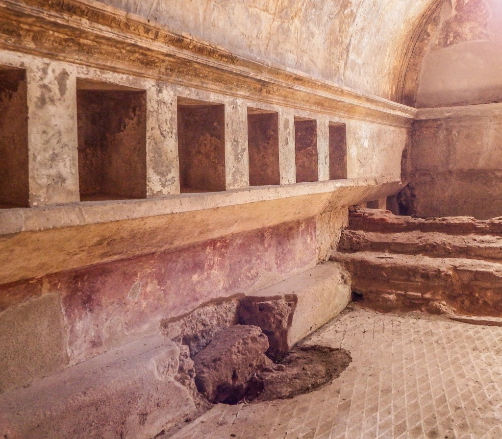 The ruins and bath house of Pompeii in southern Italy