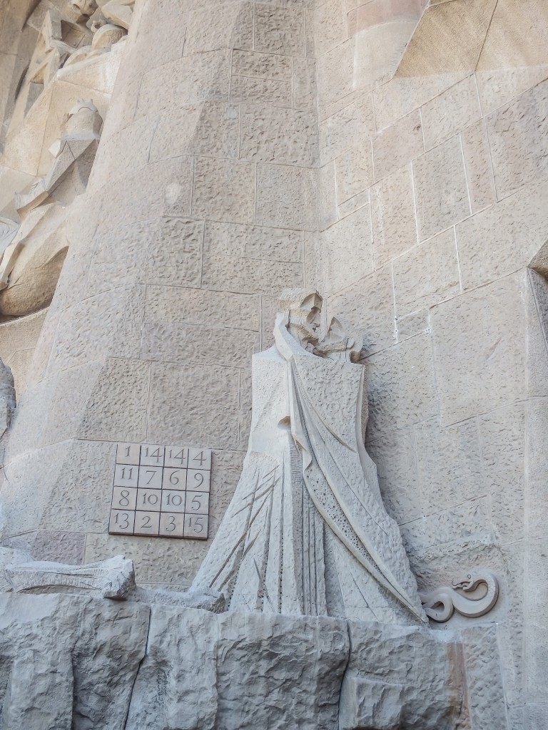 Gaudí's Passion façade at Sagrada Familia in Barcelona, Spain