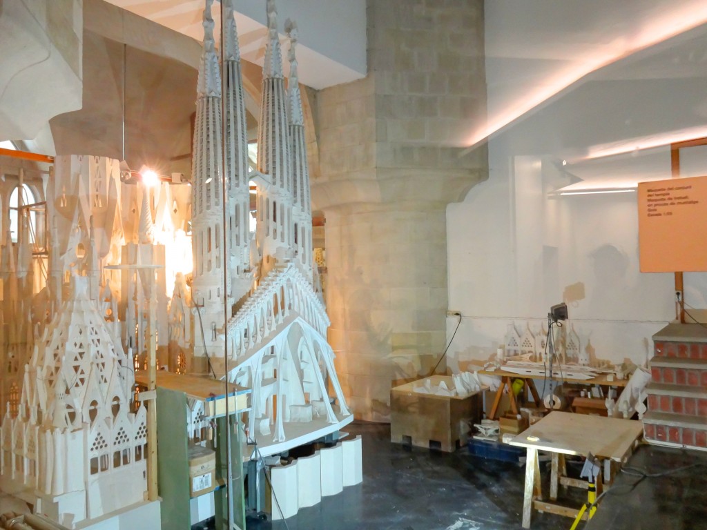 The workshop in the basement museum of Gaudí's Sagrada Familia in Barcelona, Spain