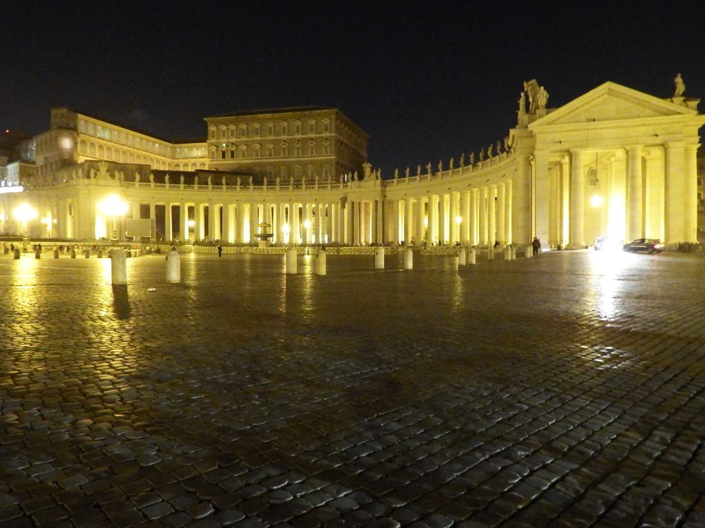Visiting St. Peter's Square on a night tour during 2 days in Rome, Italy